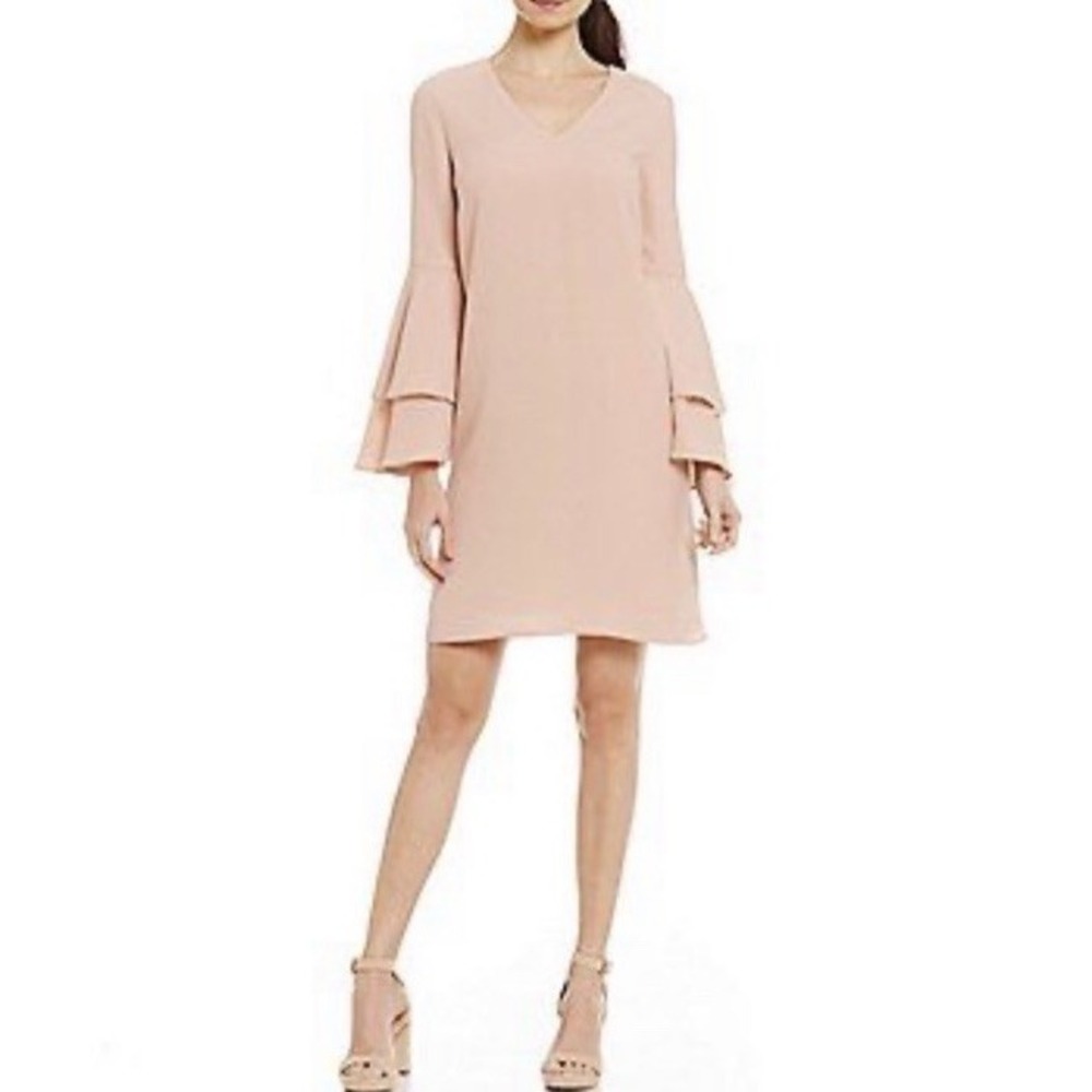 Antonio Melani Tatiana Crepe Bell Sleeve Shift Dress Light Pink Size 0